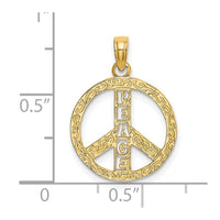 Load image into Gallery viewer, 14K Flat Textured Peace Sign Charm
