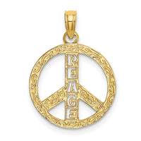 Load image into Gallery viewer, 14K Flat Textured Peace Sign Charm
