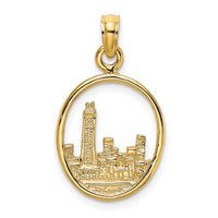 Load image into Gallery viewer, 14K Chicago Skyline In Circle Frame Charm

