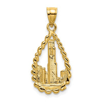 Load image into Gallery viewer, 14K Chicago Skyline/Willis Tower Teardrop Charm
