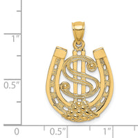 Load image into Gallery viewer, 14K Dollar Sign In Horseshoe Charm
