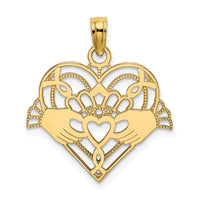 Load image into Gallery viewer, 14K Polished and Beaded Claddagh In Heart Charm
