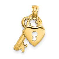 Load image into Gallery viewer, 14K Moveable Dangling Heart and Key Charm
