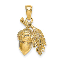 Load image into Gallery viewer, 14K 3-D Acorn w/Leaf Pendant
