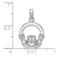 Load image into Gallery viewer, 14K White Gold Polished Round Claddagh Charm
