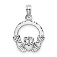 Load image into Gallery viewer, 14K White Gold Polished Round Claddagh Charm
