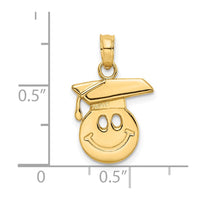 Load image into Gallery viewer, 14K Polished Smiley Face w/ Graduation Cap Charm
