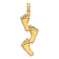 Load image into Gallery viewer, 14K Polished Triple Vertical Feet Charm
