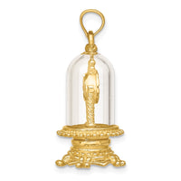 Load image into Gallery viewer, 14K w/ Enamel 3-D Moveable Clock In Glass Dome Charm
