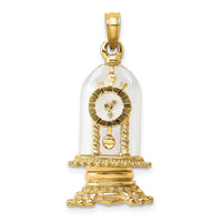 Load image into Gallery viewer, 14K w/ Enamel 3-D Moveable Clock In Glass Dome Charm

