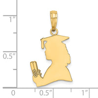 Load image into Gallery viewer, 14K Polished Female Graduation Profile w/ Diploma Charm

