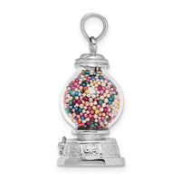 Load image into Gallery viewer, 14K White Gold 3-D Moveable Gumball Machine Glass Pendant
