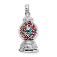 Load image into Gallery viewer, 14K White Gold 3-D Moveable Gumball Machine Glass Pendant

