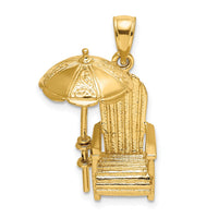 Load image into Gallery viewer, 14K 3-D Beach Chair w/ Umbrella Charm
