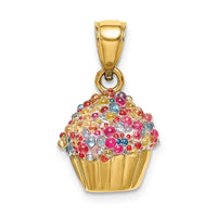 Load image into Gallery viewer, 14K 3-D w/Colored Bead Icing Cupcake Charm
