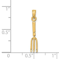 Load image into Gallery viewer, 14K 3-D  Fork Garden Tool Charm
