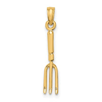 Load image into Gallery viewer, 14K 3-D  Fork Garden Tool Charm
