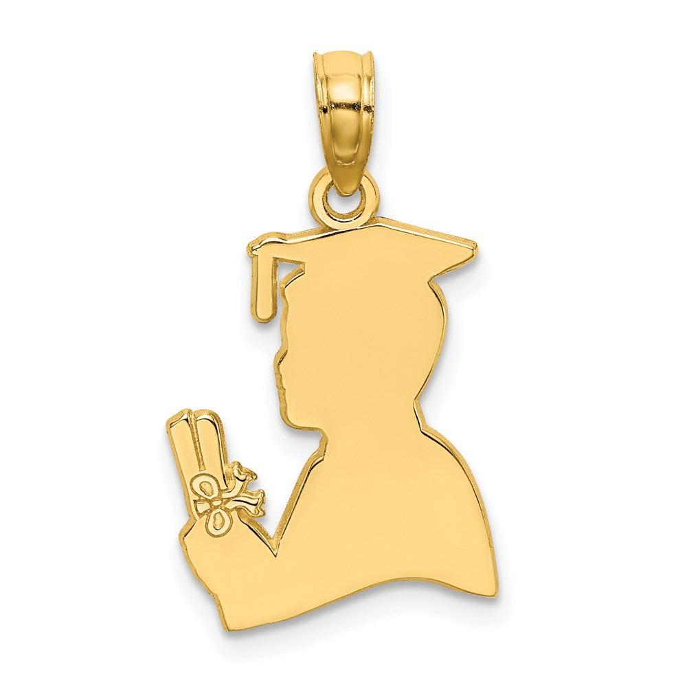 14K Polished Male Graduation Profile Charm