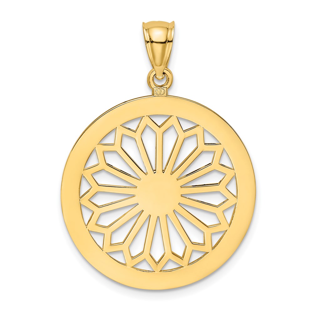 14K Retro Daisy In Round Frame Charm
