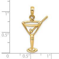 Load image into Gallery viewer, 14K Polished Cut-Out Martini W/ Olive Charm
