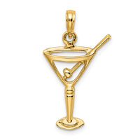 Load image into Gallery viewer, 14K Polished Cut-Out Martini W/ Olive Charm
