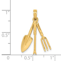 Load image into Gallery viewer, 14K 3-D Moveable Garden Hand Tool Collection Charm
