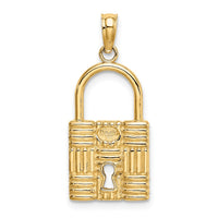 Load image into Gallery viewer, 14K 3-D Padlock w/Key Hole Charm
