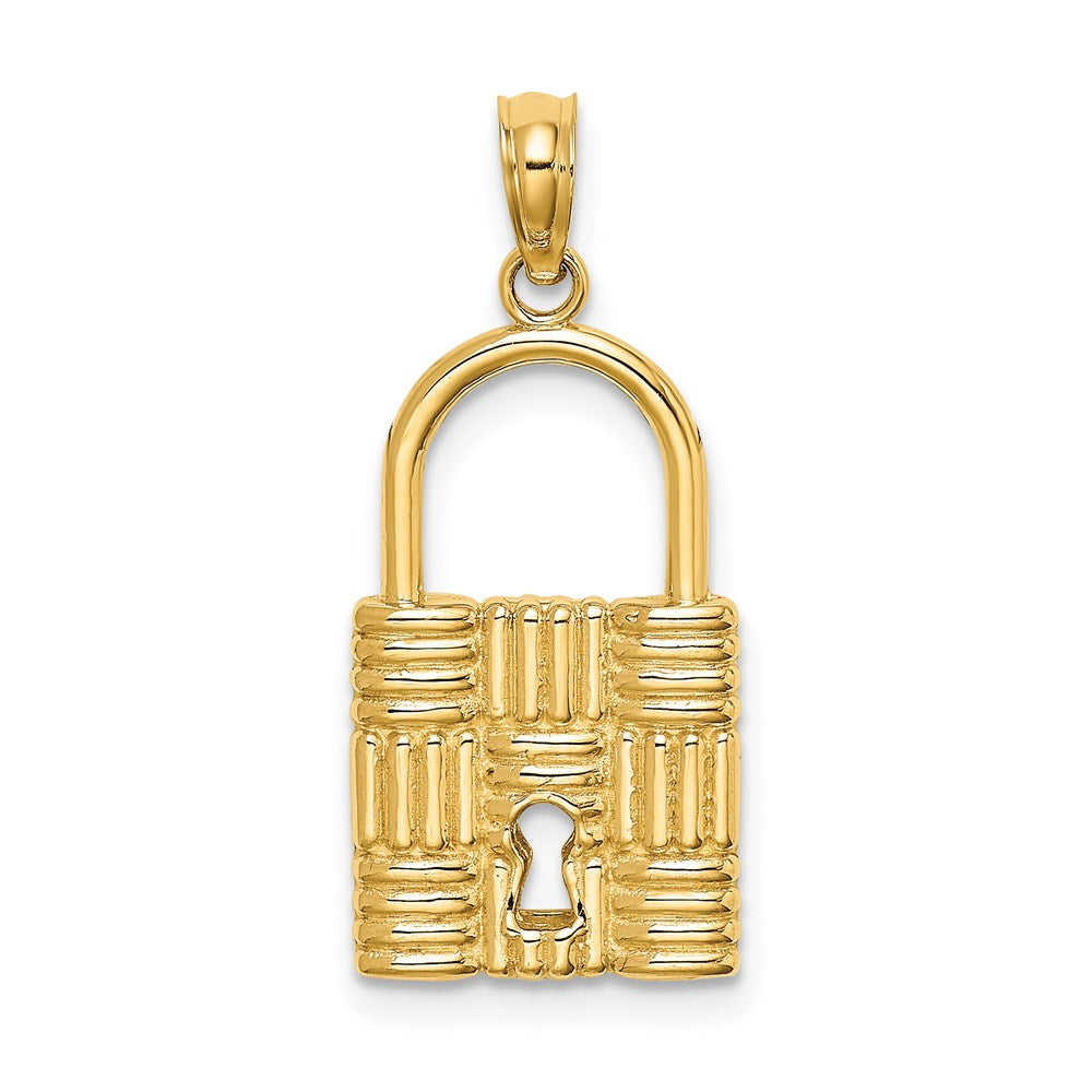 14K 3-D Padlock w/Key Hole Charm