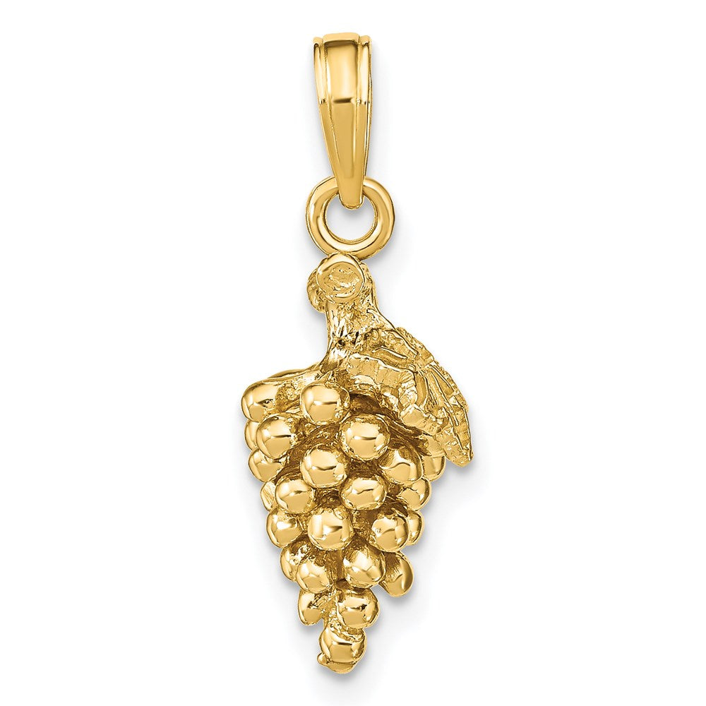 14K 3-D Grapes W/ Stem and Leaf Charm