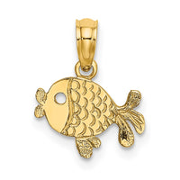 Load image into Gallery viewer, 14K Flat Engraved Playful Fish Charm
