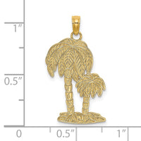 Load image into Gallery viewer, 14K 2-D Textured Double Palm Trees Charm
