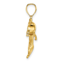 Load image into Gallery viewer, 14K Polished and Textrued Open Mouth Dolphin Charm
