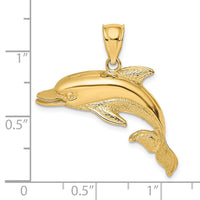 Load image into Gallery viewer, 14K Polished and Textrued Open Mouth Dolphin Charm

