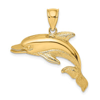 Load image into Gallery viewer, 14K Polished and Textrued Open Mouth Dolphin Charm
