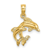 Load image into Gallery viewer, 14K Polished 2-D Mini Double Dolphins Charm
