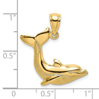 Load image into Gallery viewer, 14K 2-D Textured Dolphin Jumping Charm
