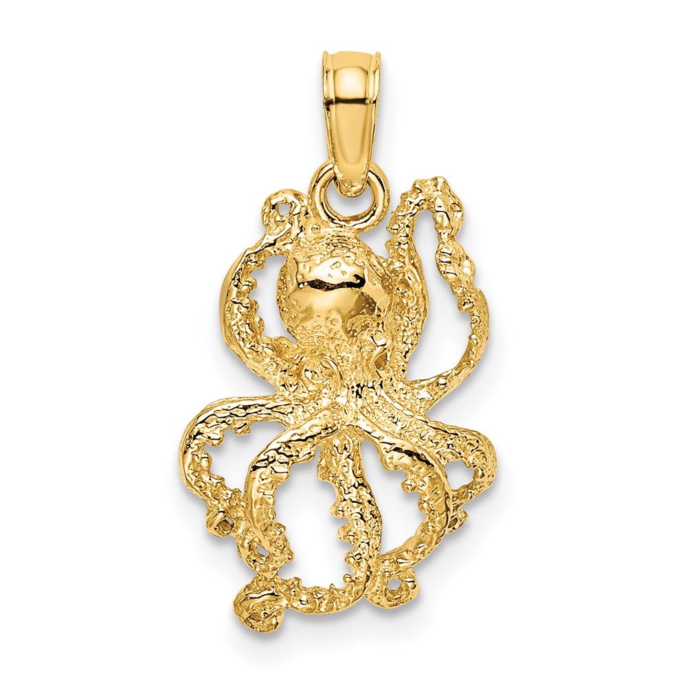 14K Textured Octopus Charm