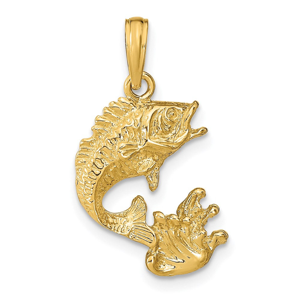 14k Polished Bass Fish Pendant