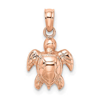 Load image into Gallery viewer, 14K Rose Gold Textured Mini Sea Turtle Charm
