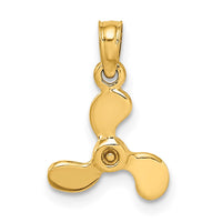 Load image into Gallery viewer, 14K 3-D Polished Mini Three Blade Propeller Charm
