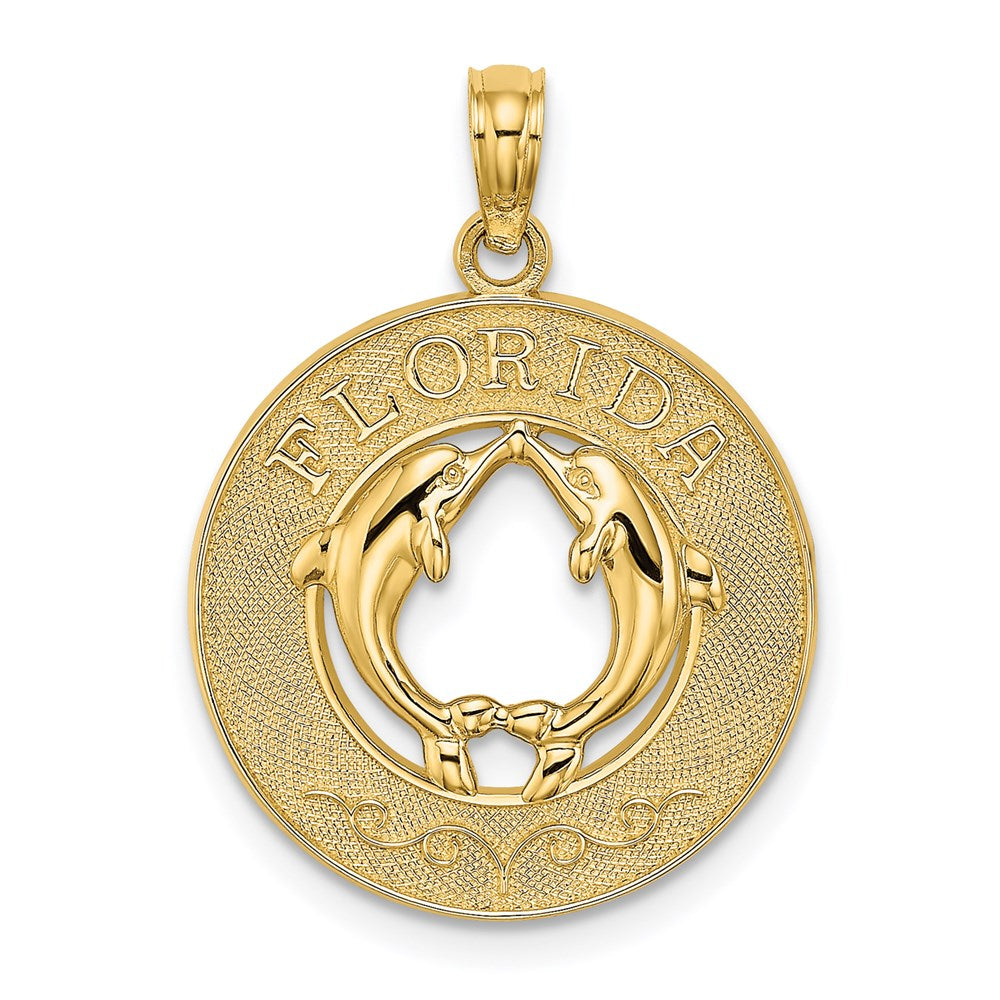 14K FLORIDA w/Dolphins Circle Charm