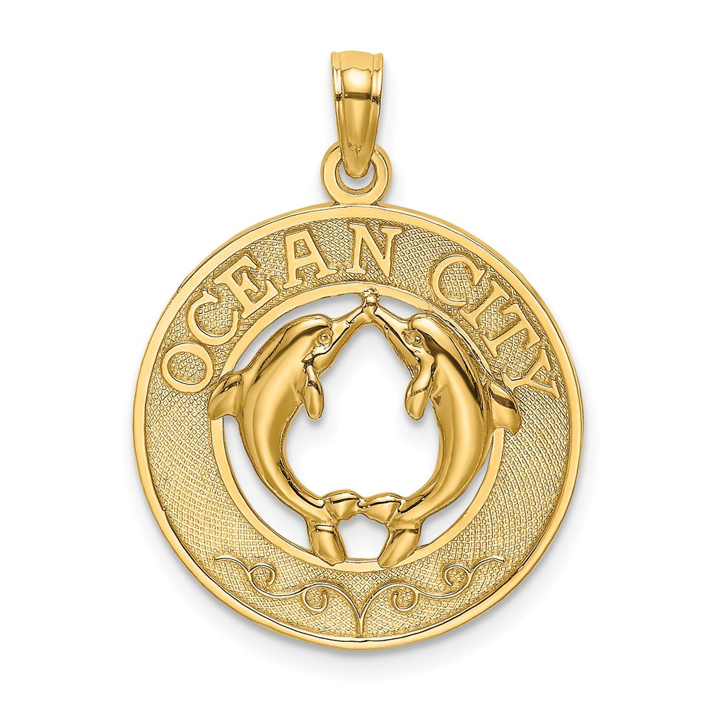 14K OCEAN CITY w/ Dolphins Charm