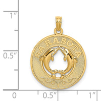 Load image into Gallery viewer, 14K SARASOTA w/Dolphins Circle Charm
