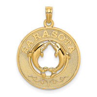 Load image into Gallery viewer, 14K SARASOTA w/Dolphins Circle Charm
