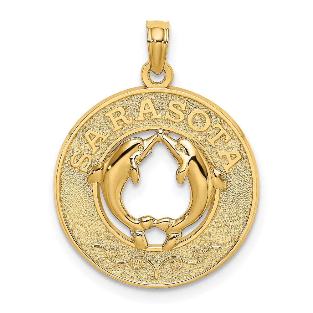 14K SARASOTA w/Dolphins Circle Charm