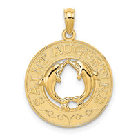 Load image into Gallery viewer, 14K SAINT AUGUSTINE w/Dolphins Circle Charm
