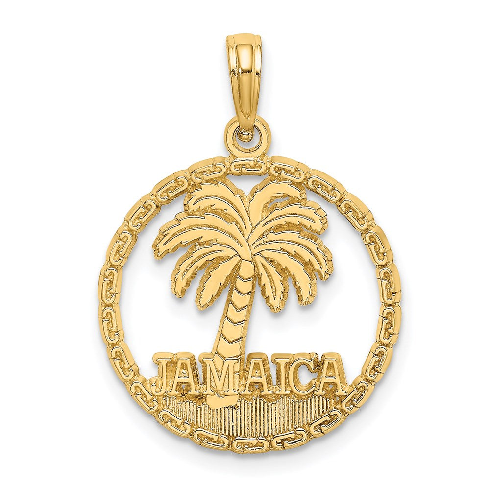 14K JAMAICA Palm Tree Circle Charm