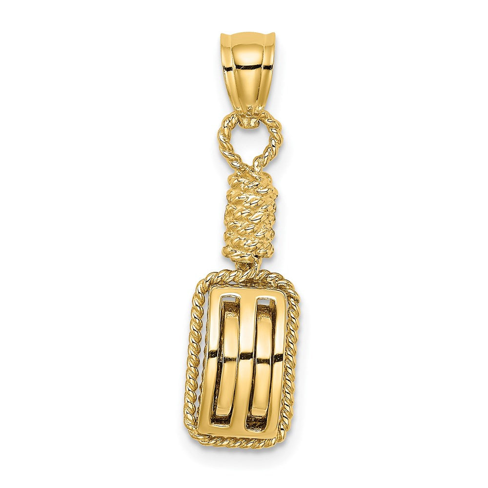 14K 3D Block Mariners Pulley Charm