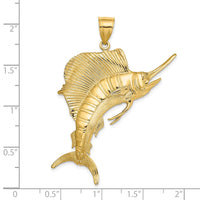 Load image into Gallery viewer, 14K 3-D Polished Textured Sailfish Charm

