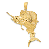 Load image into Gallery viewer, 14K 3-D Polished Textured Sailfish Charm

